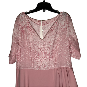 Pink Maxi Dress Short Sleeve Womens Size 14 V Neck Wedding Guest Formal Evening